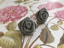 Load image into Gallery viewer, Silk ribbon and paper flower earrings