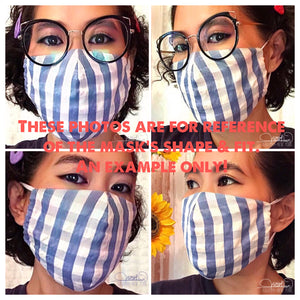 Sateen Blue Black Geometric Print Mask