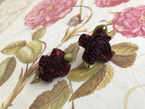 Silk ribbon and paper flower earrings