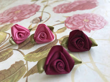 Load image into Gallery viewer, Silk ribbon and paper flower earrings