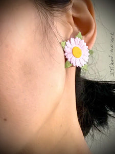 Silk ribbon and paper flower earrings